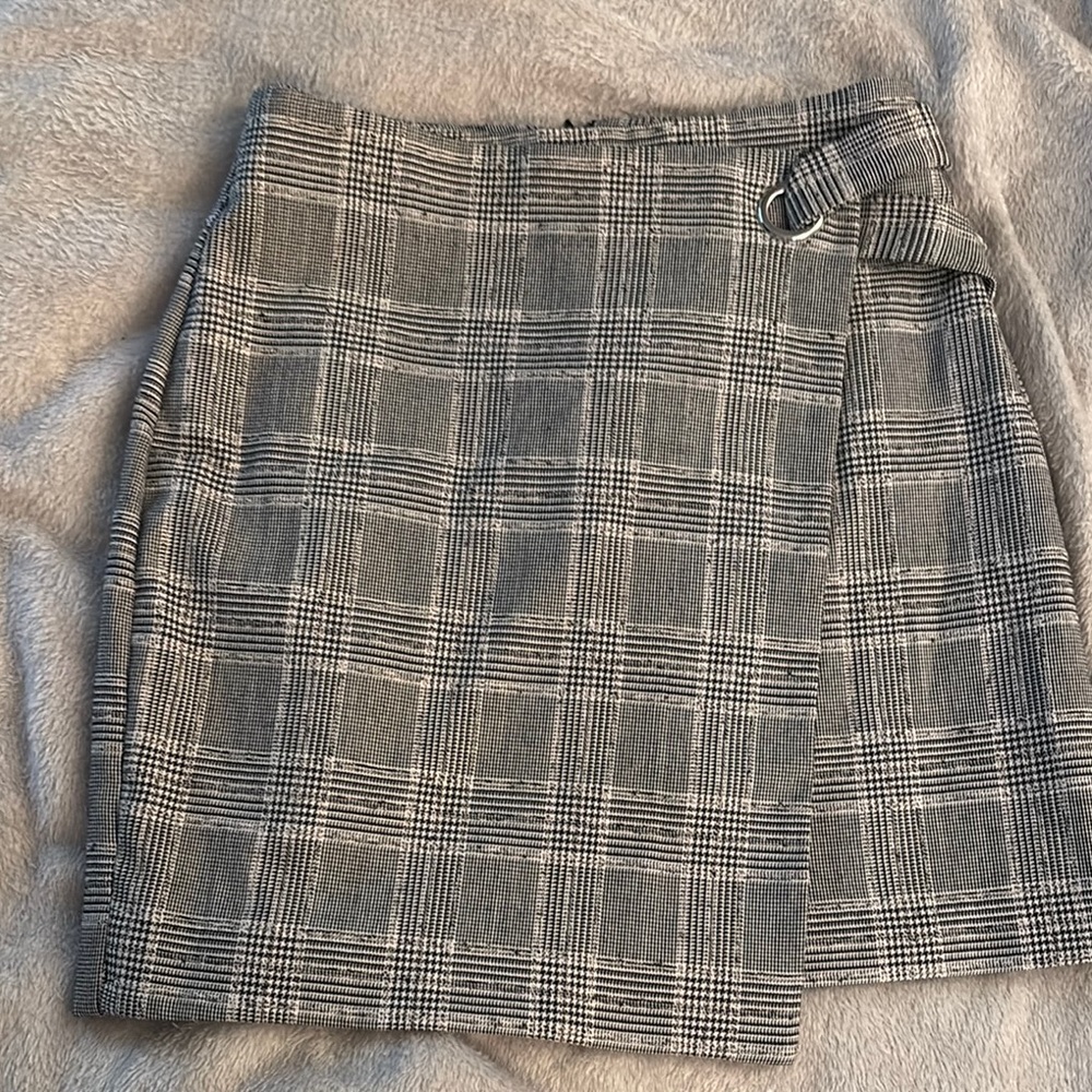 H&M Plaid Mini Skirt with Buckle